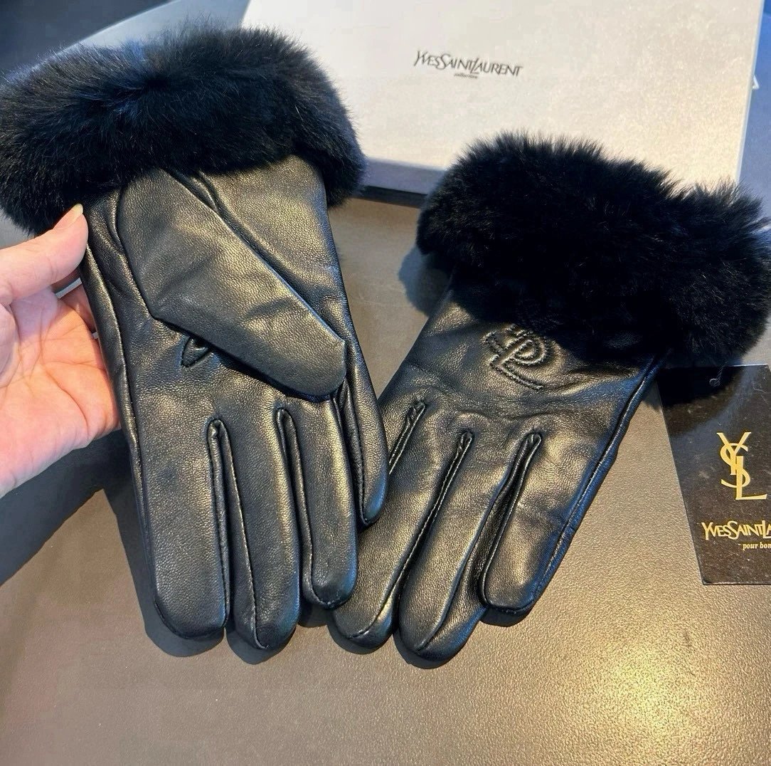Saint Laurent Lambskin Cashmere Gloves Ver.D — Photo 7
