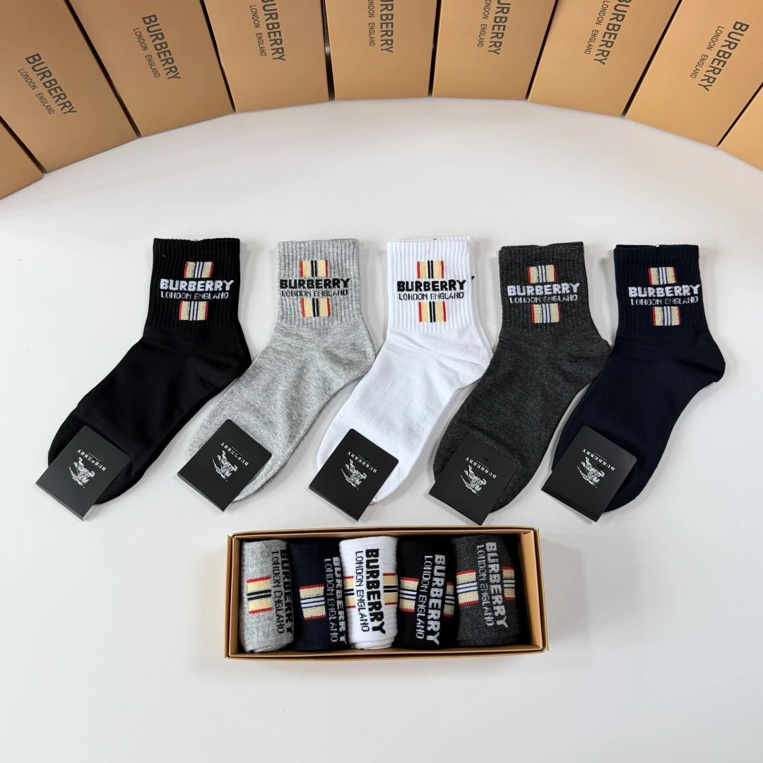 Burberry Classic Crew Socks 5-Pair Box — QC