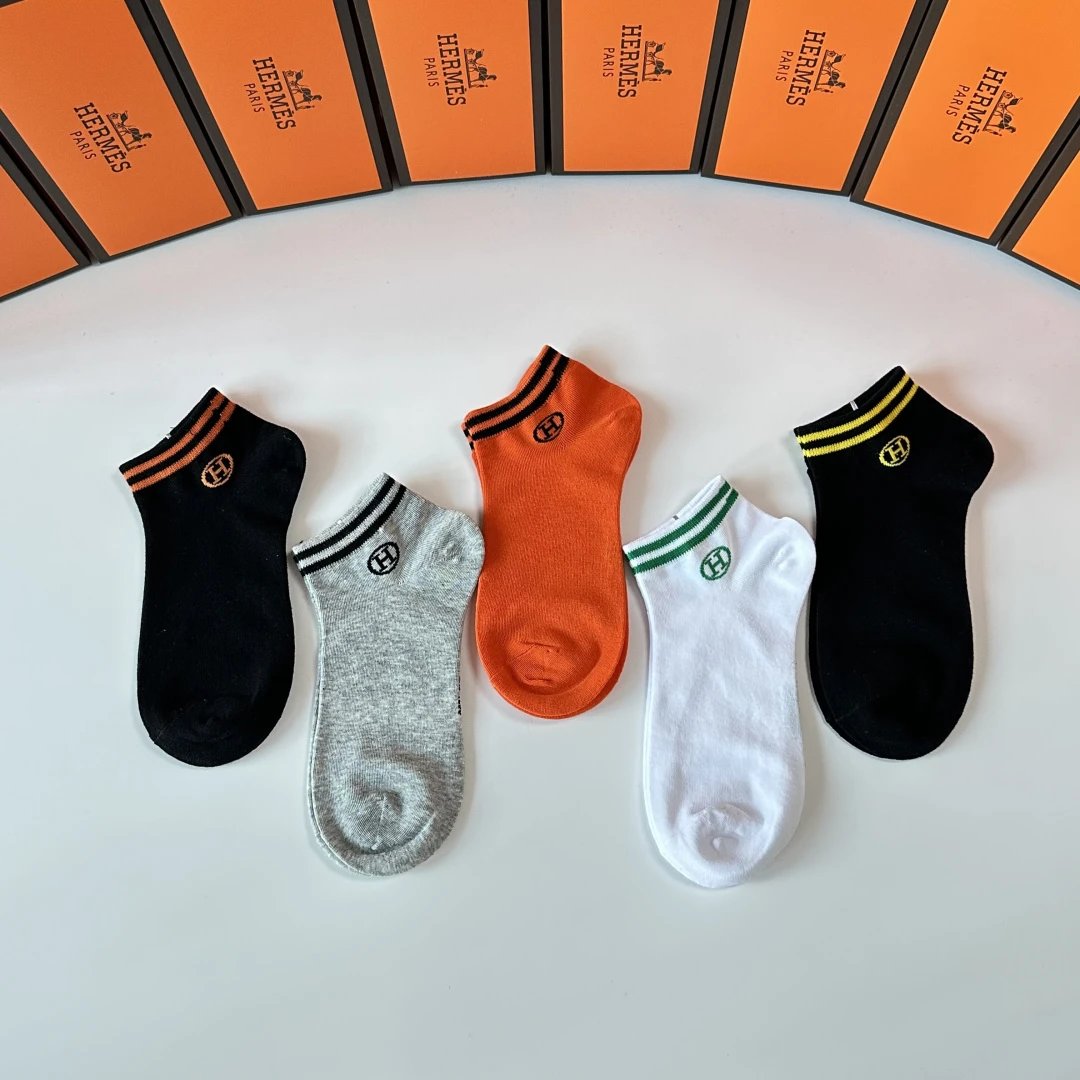 Hermes Quarter Socks 5-Pair Box Ver.B — QC