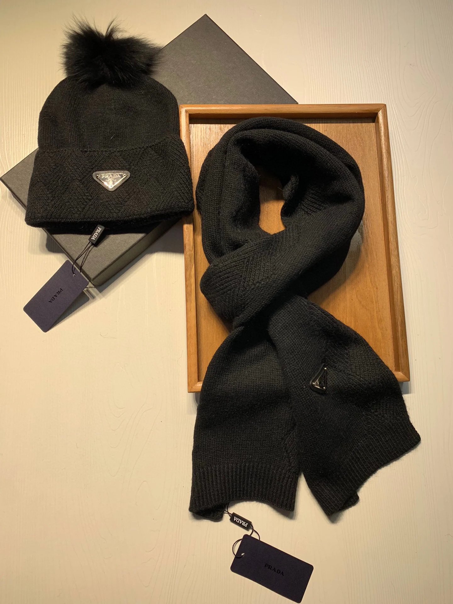 Prada Wool Rabbit Fur Scarf & Hat Set Ver.G — Photo 6