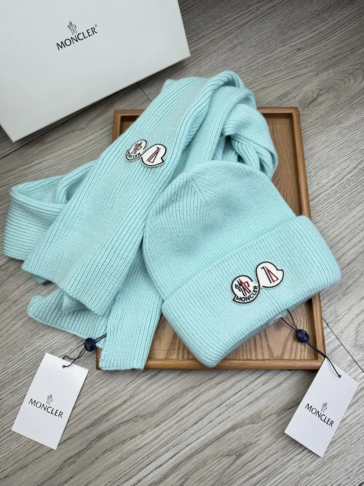 Moncler Wool Rabbit Fur Scarf & Hat Set Ver.H — Photo 9