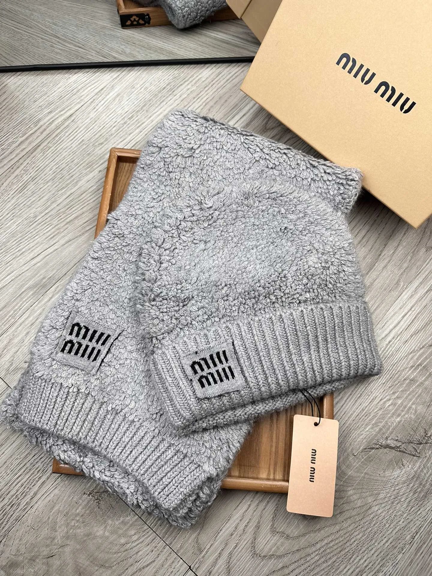 Miu Miu Wool Rabbit Fur Scarf & Hat Set Ver.E — QC