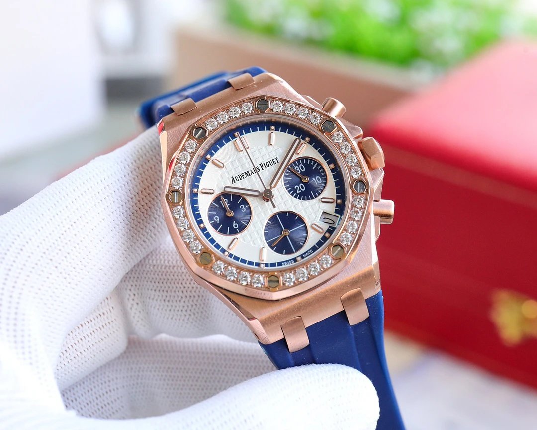 Audemars Piguet Chronograph Watch with Stone-Set Bezel 37mm Variant B