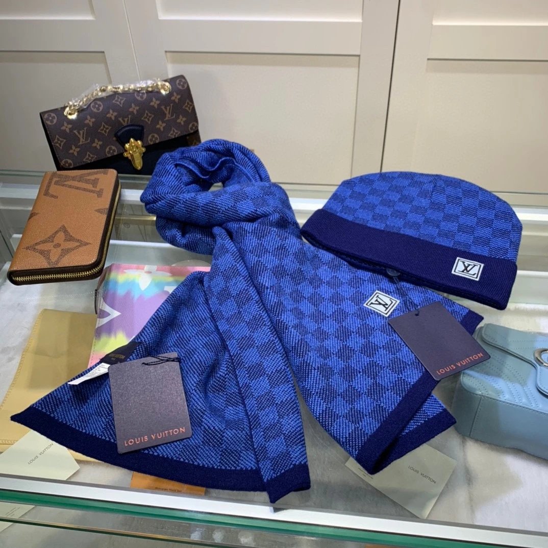 Louis Vuitton Wool Cashmere Scarf & Hat Set Ver.E — Photo 9