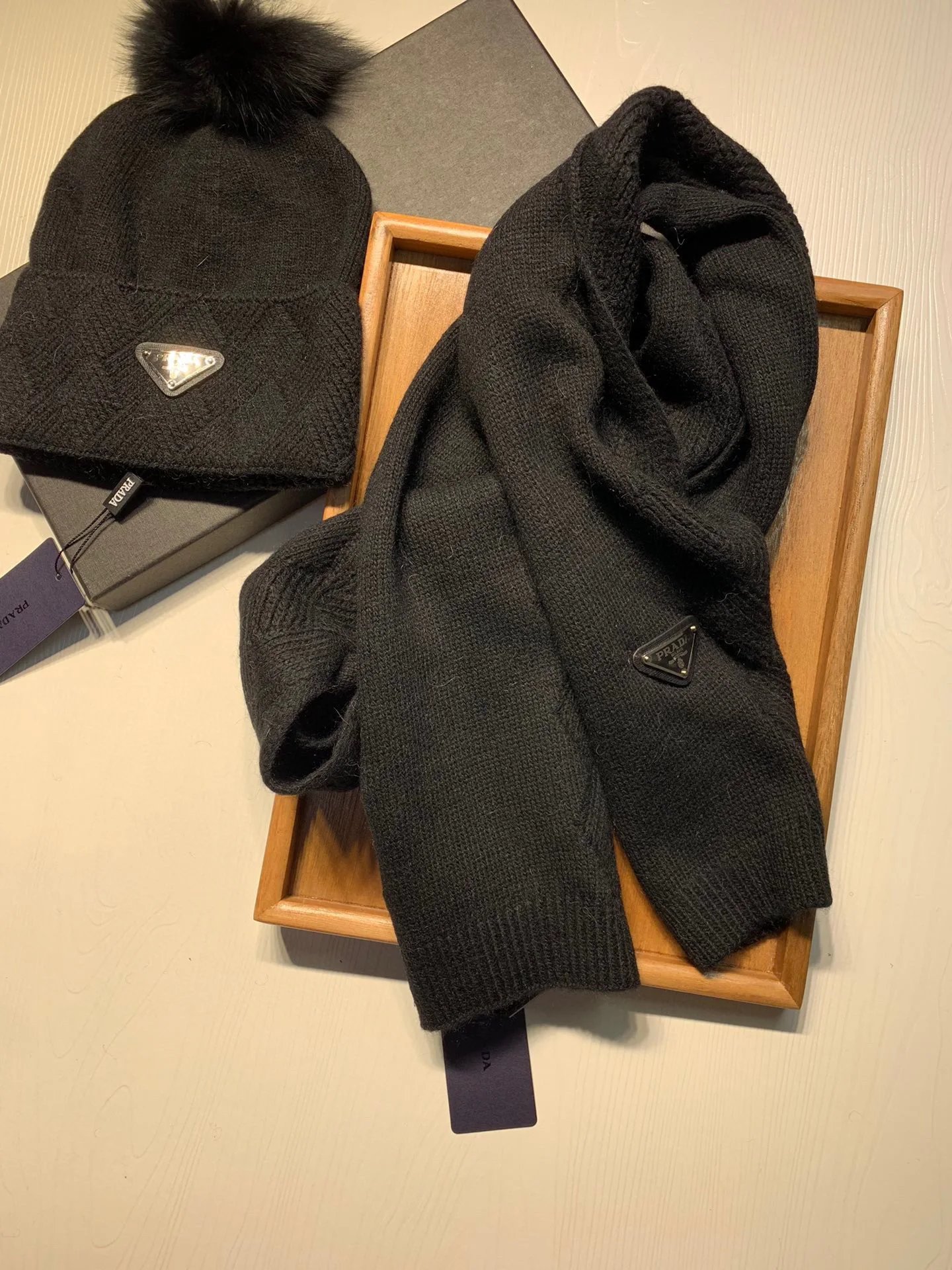 Prada Wool Rabbit Fur Scarf & Hat Set Ver.G — Photo 8