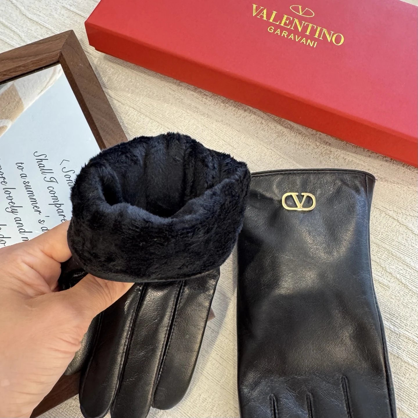 Valentino Lambskin Cashmere Gloves Ver.G — Photo 7