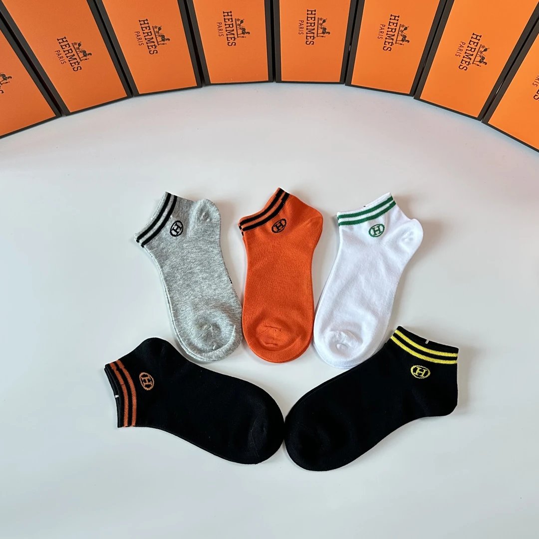 Hermes Quarter Socks 5-Pair Box Ver.B — QC