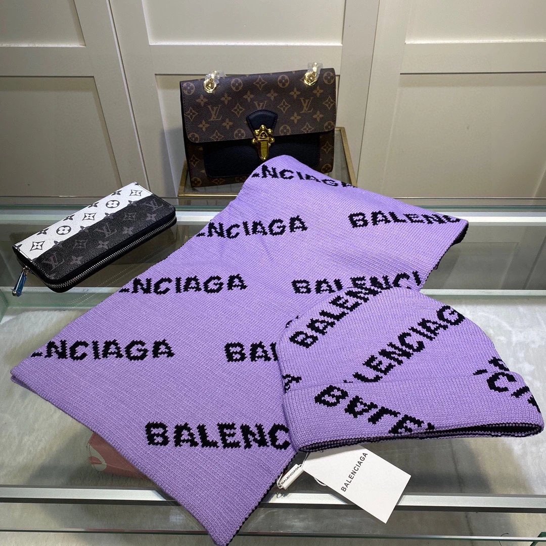 Balenciaga Wool Cashmere Scarf & Hat Set Ver.B — QC