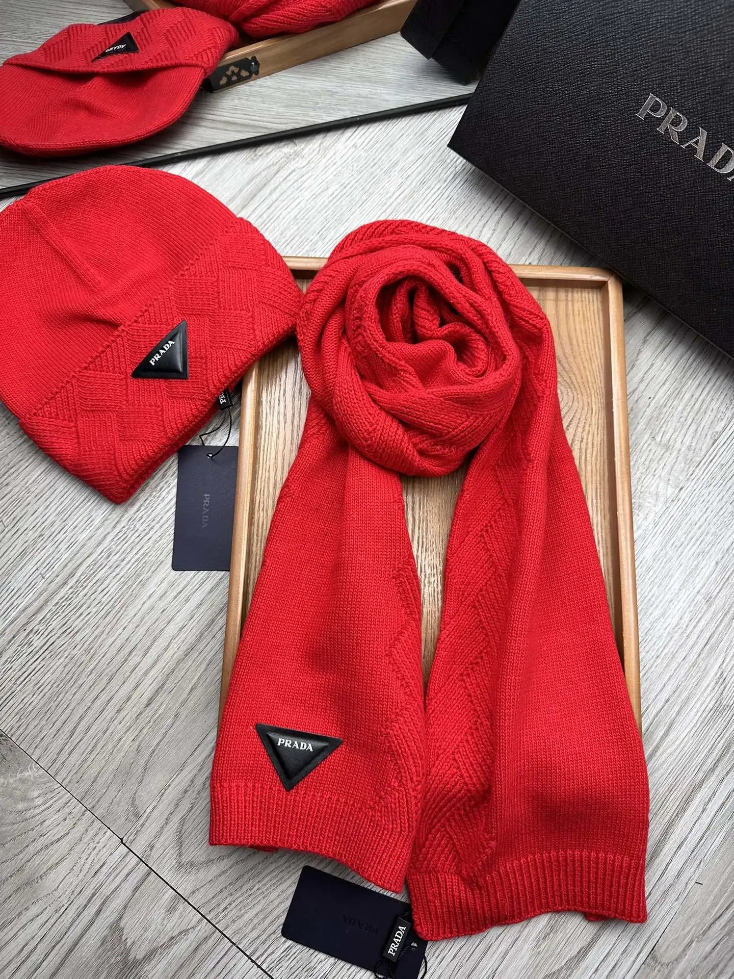 Prada Wool Rabbit Fur Scarf & Hat Set Ver.B — Photo 7