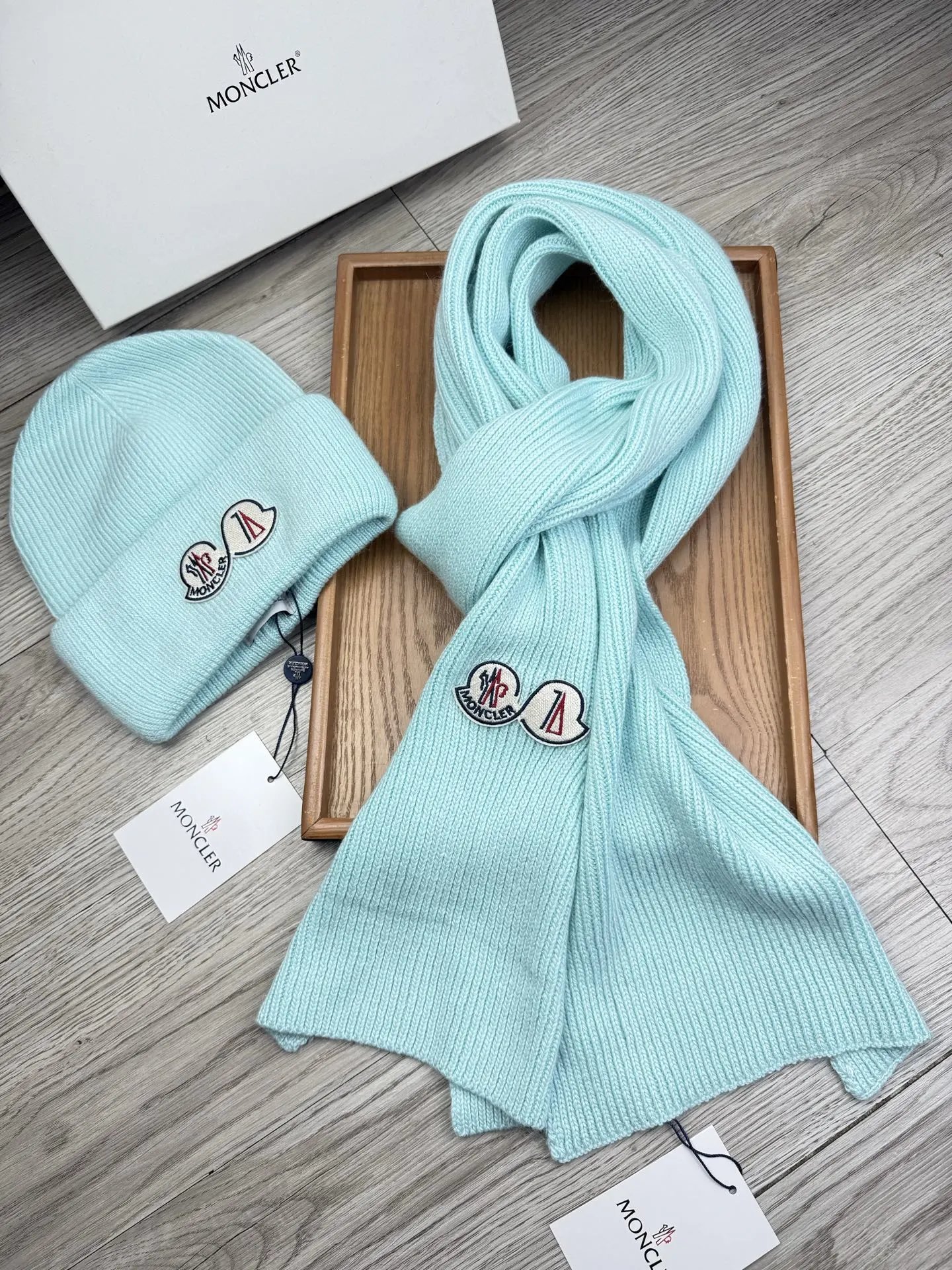 Moncler Wool Rabbit Fur Scarf & Hat Set Ver.H — Photo 7