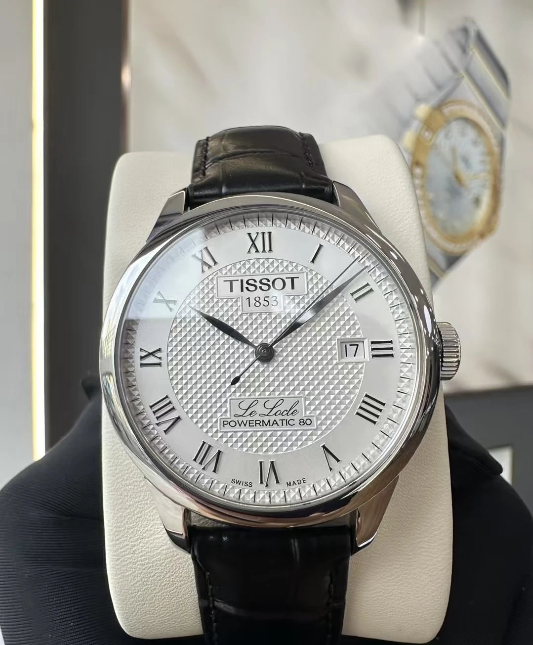 Tissot Le Locle Powermatic 80 horloge met zwarte leren band 39,5 mm Variant A