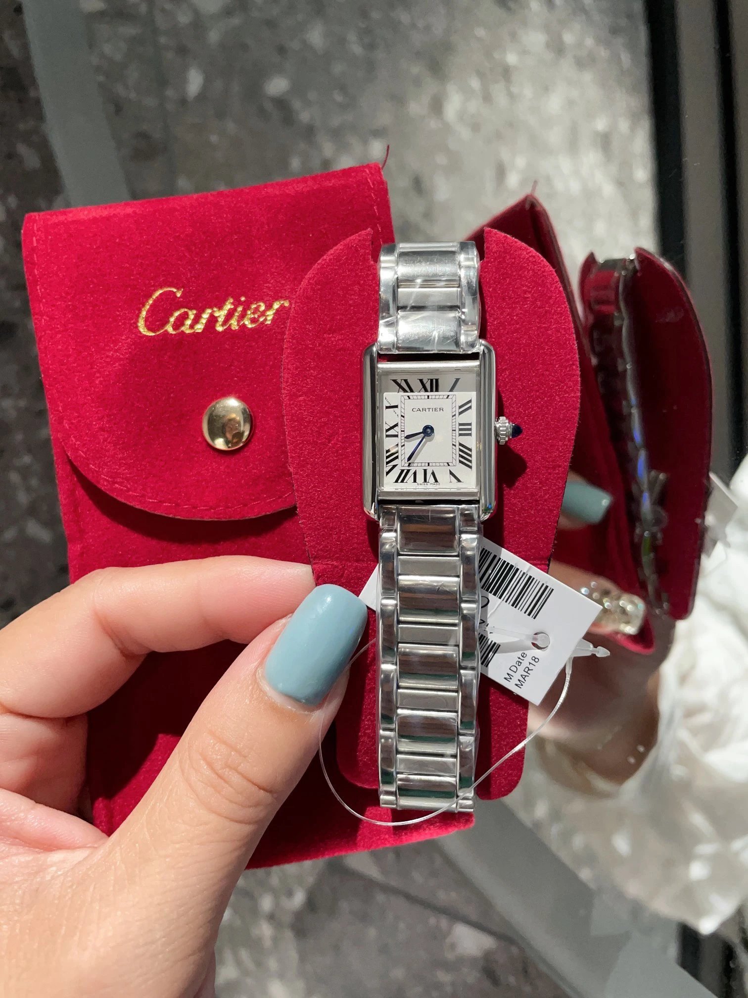 Cartier Tank horloge met metalen schakelband