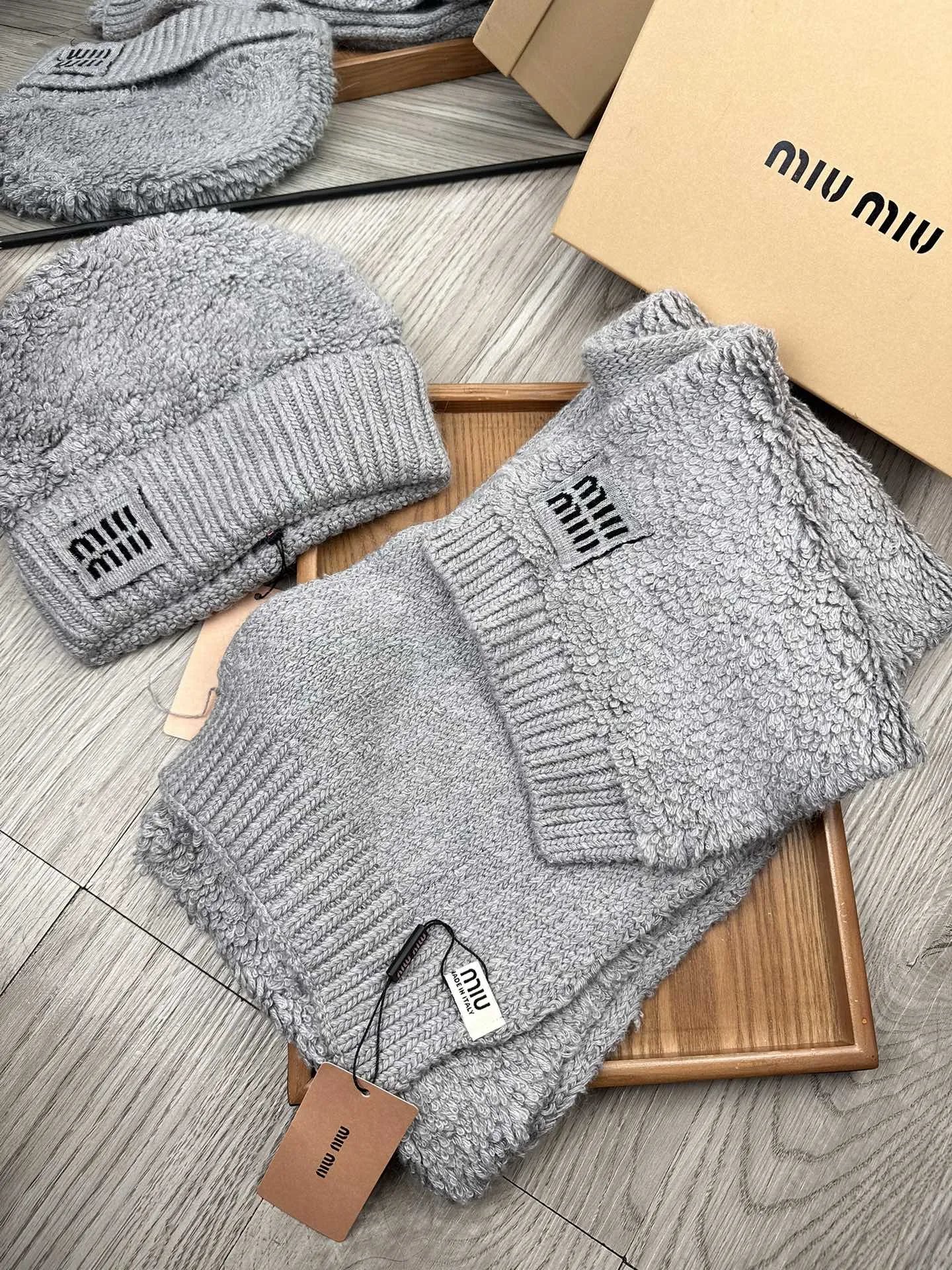 Miu Miu Wool Rabbit Fur Scarf & Hat Set Ver.E — QC