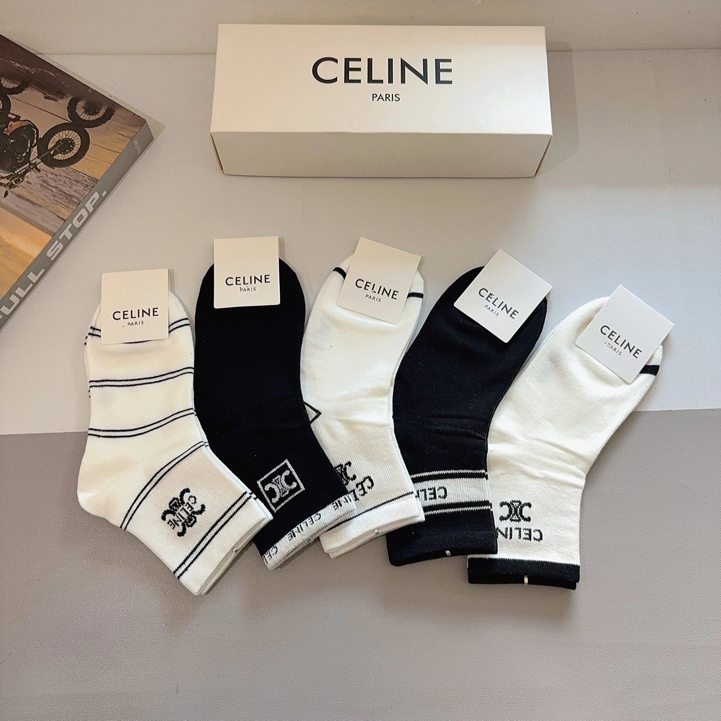 Celine Crew Cotton No-Show Socks Ver.B — photo 4