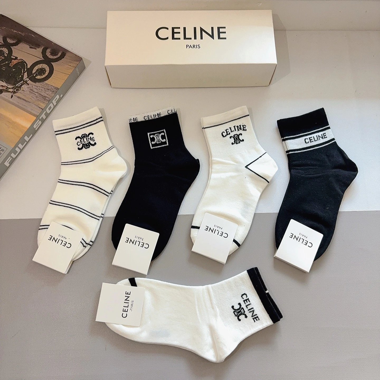 Celine Crew Cotton No-Show Socks Ver.B — photo 5