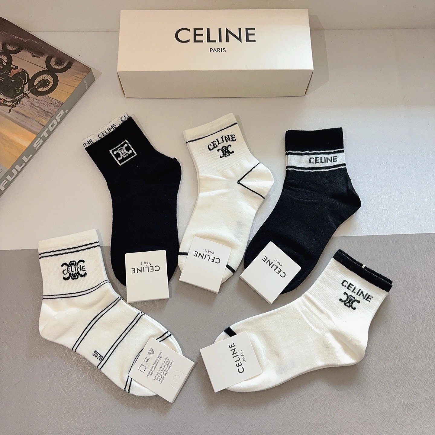 Celine Crew Cotton No-Show Socks Ver.B — photo 8