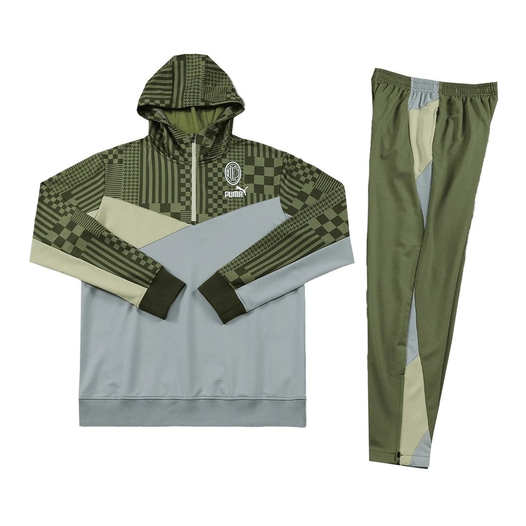 AC Milan 2023 1 4 Zip Tracksuit 24 Green Gray — QC