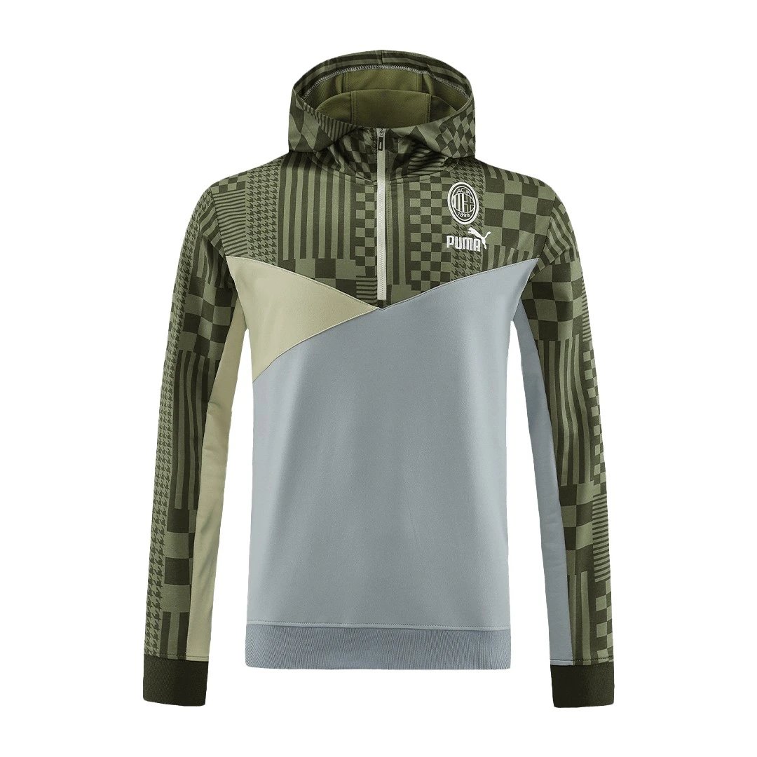 AC Milan 2023 1 4 Zip Tracksuit 24 Green Gray — QC