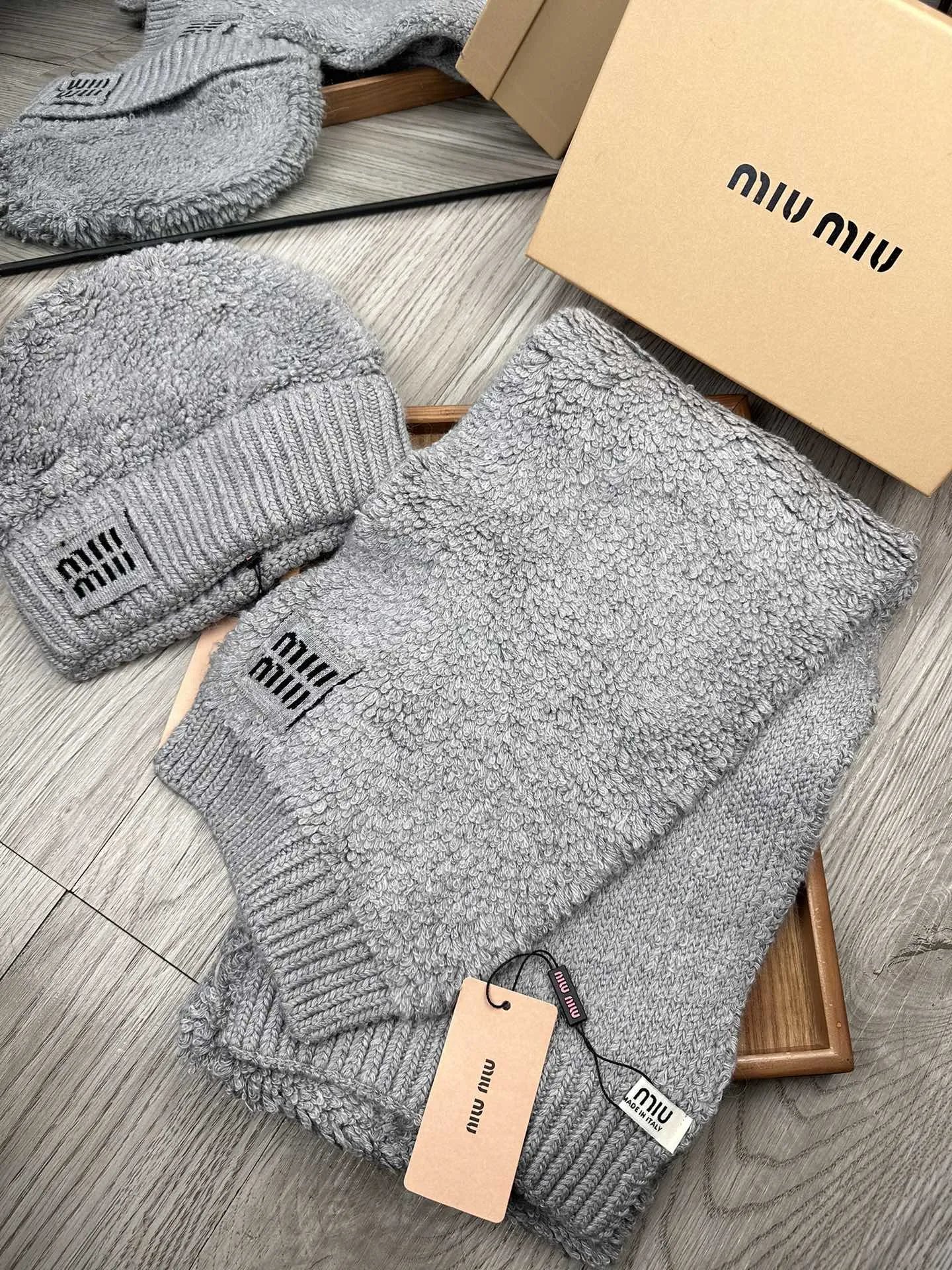 Miu Miu Wool Rabbit Fur Scarf & Hat Set Ver.E — QC