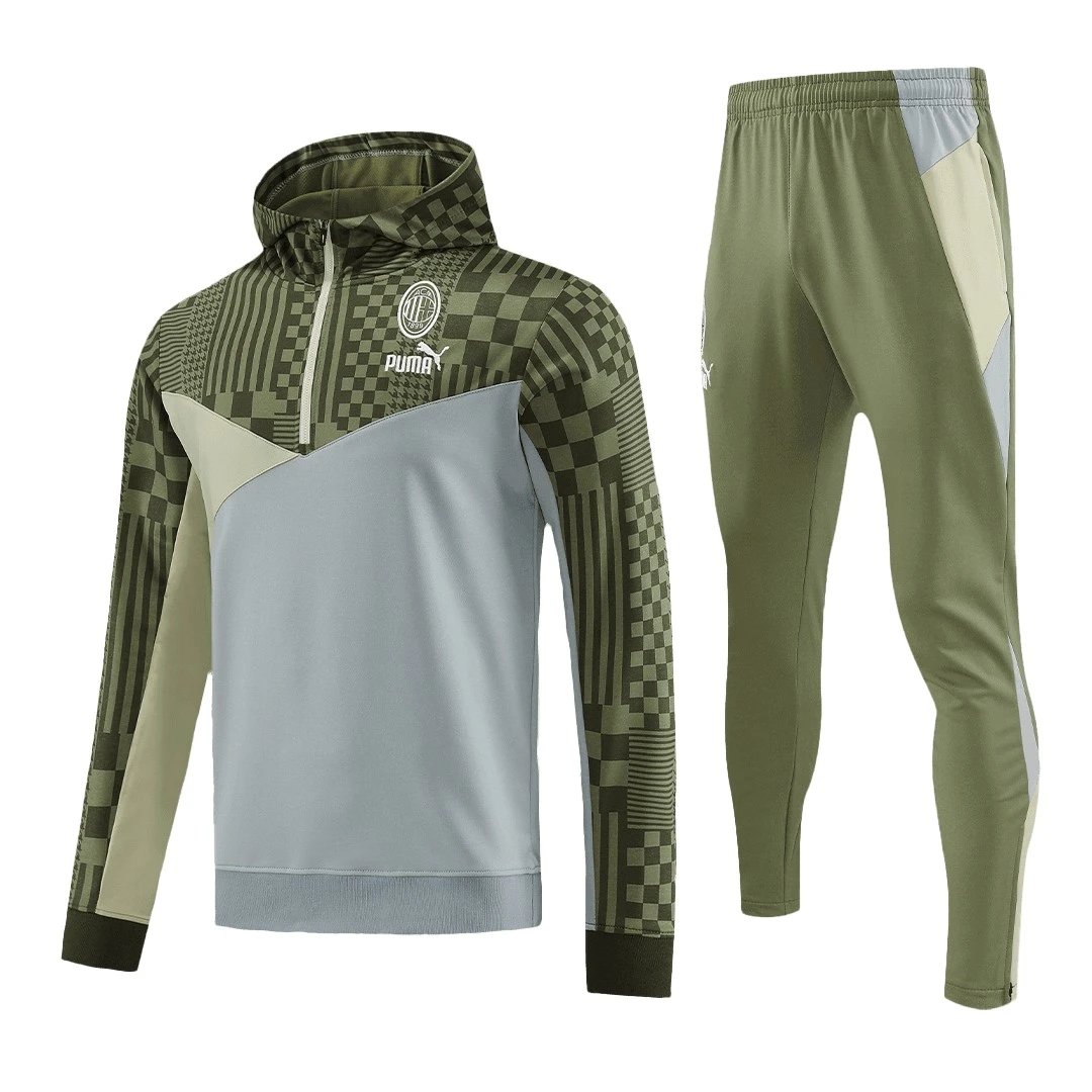 AC Milan 2023 1 4 Zip Tracksuit 24 Green Gray — QC