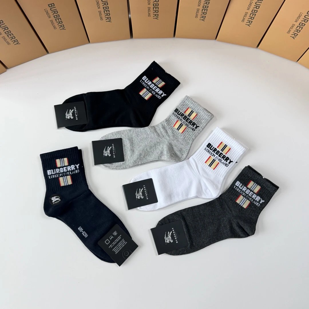 Burberry Classic Crew Socks 5-Pair Box — QC