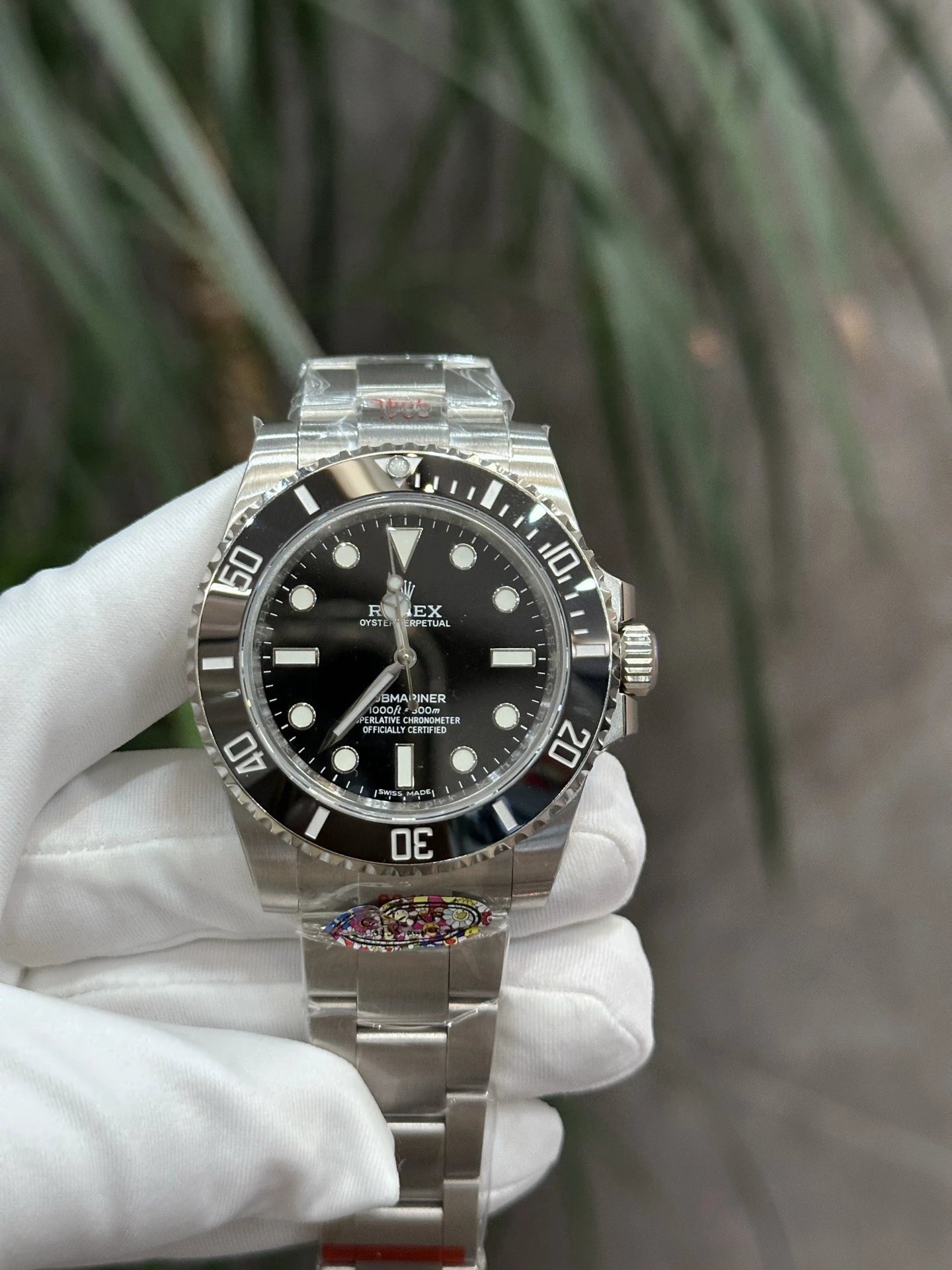 Rolex Submariner horloge met zwarte wijzerplaat en roestvrijstalen band Variant C
