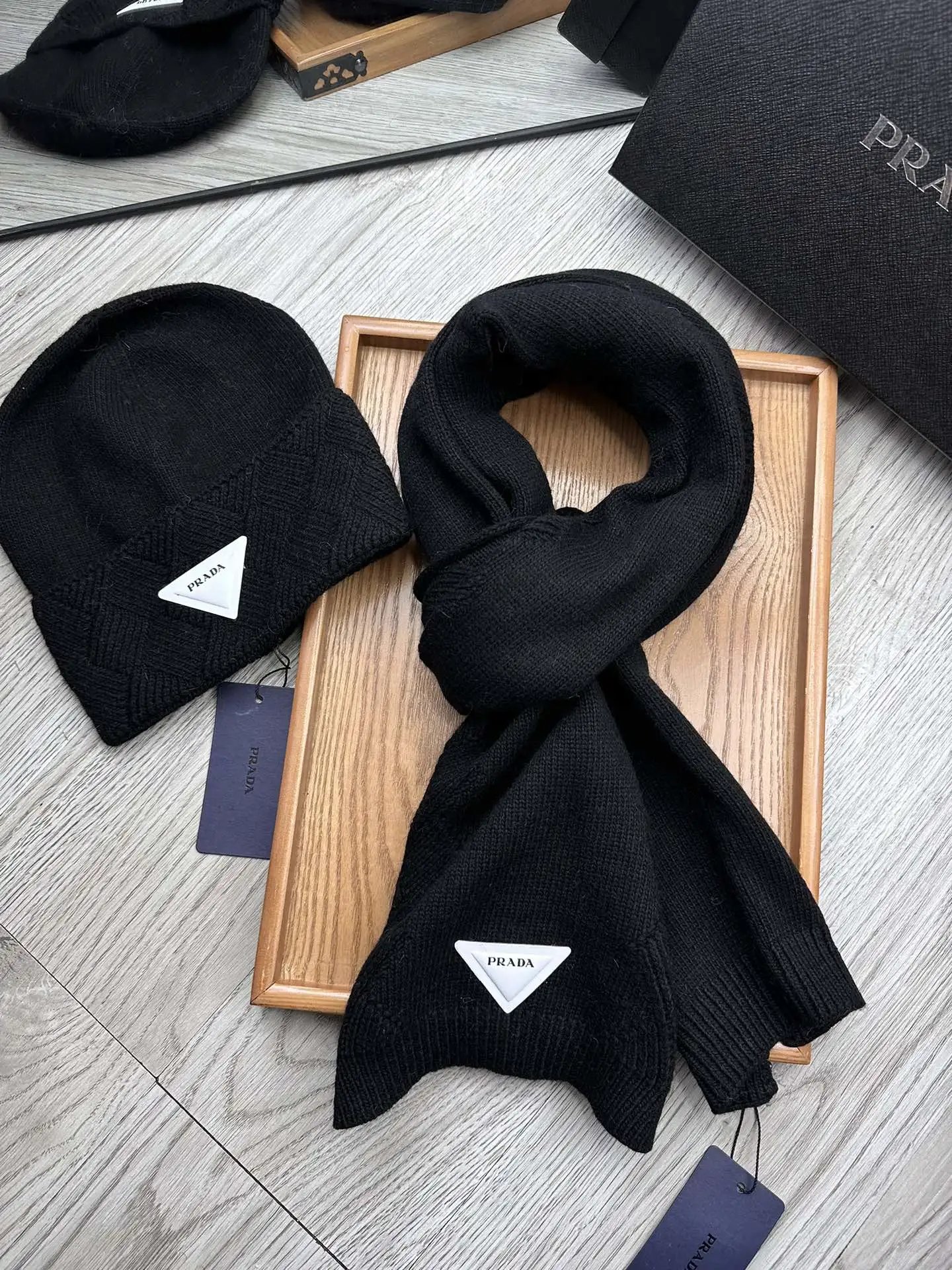 Prada Wool Rabbit Fur Scarf & Hat Set Ver.A — Photo 7