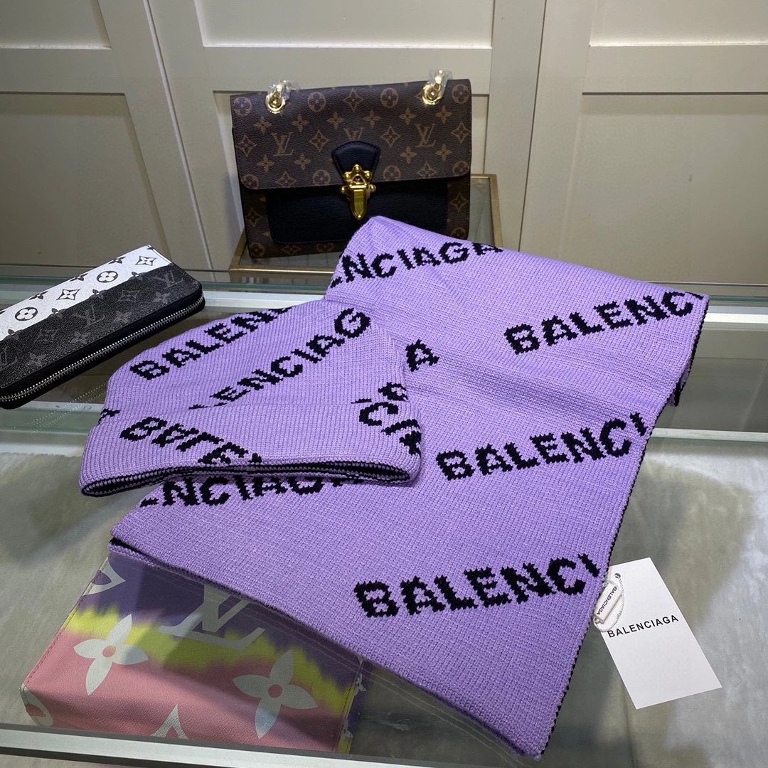 Balenciaga Wool Cashmere Scarf & Hat Set Ver.B — QC