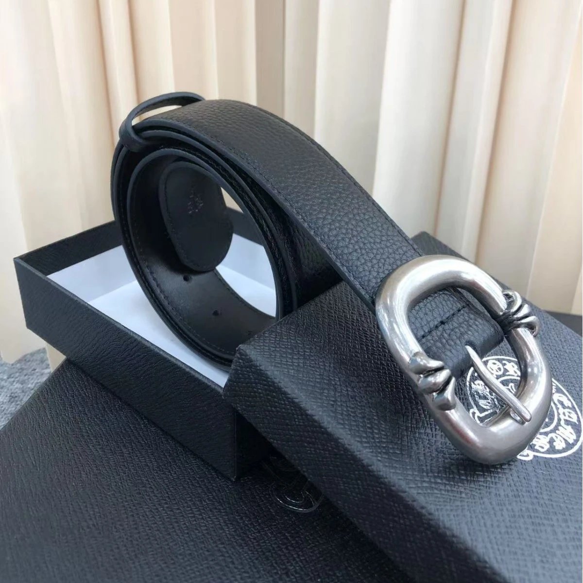 Vintage Genuine Leather Belt with Double Roller Buckle 3.8cm Celebrity Style