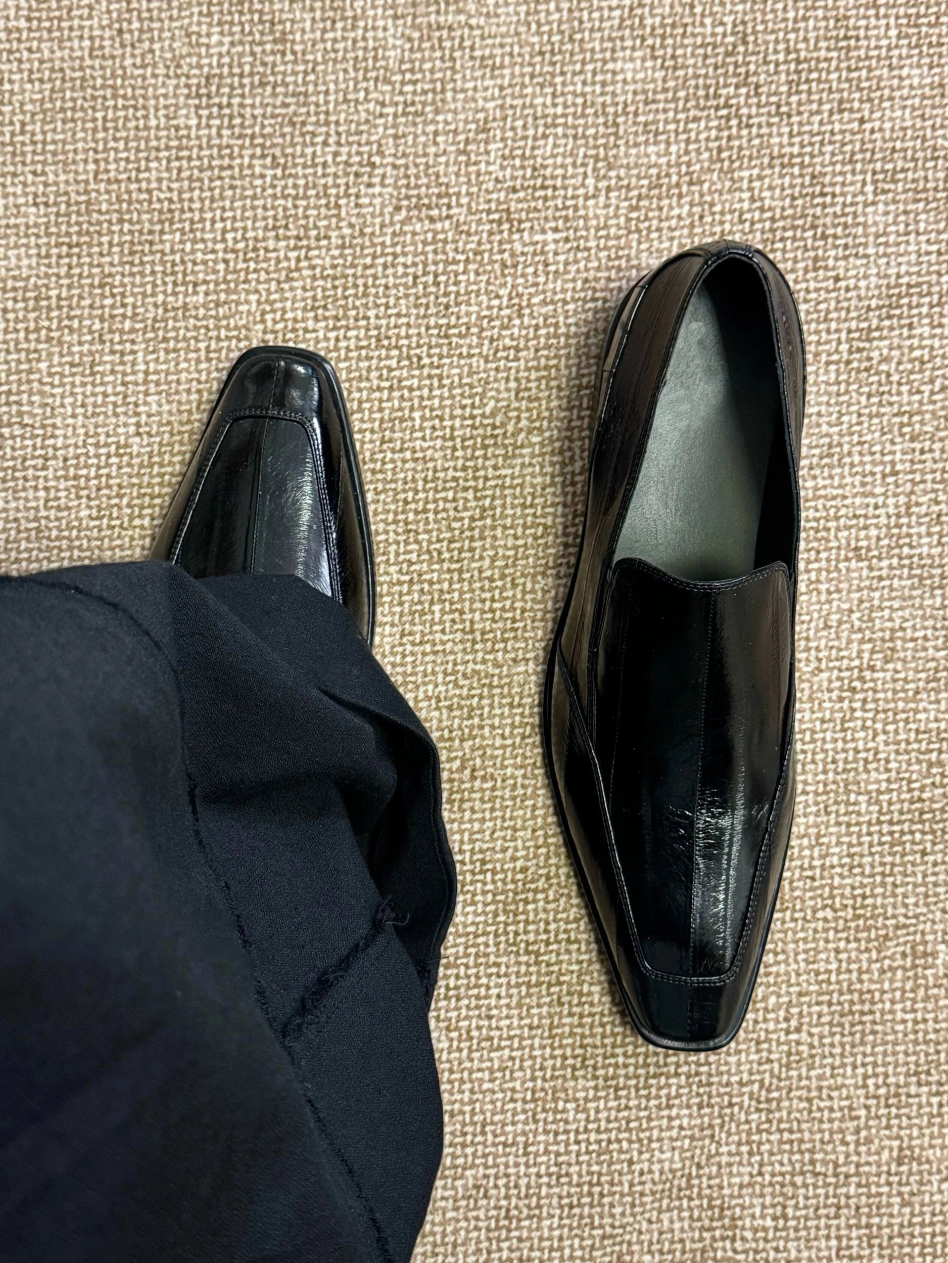 Dark Vintage Eel Skin Pattern Loafers Unisex Pointed Toe Slip-On Lazy Derby Shoes Old Money Casual Leather Shoes TM998411431084