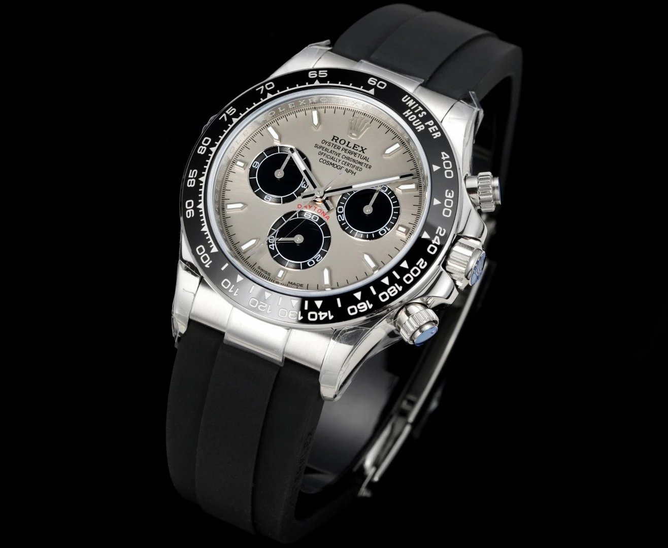 Cosmo Type Daytona Platinum Cement Gray Disk Rubber Belt