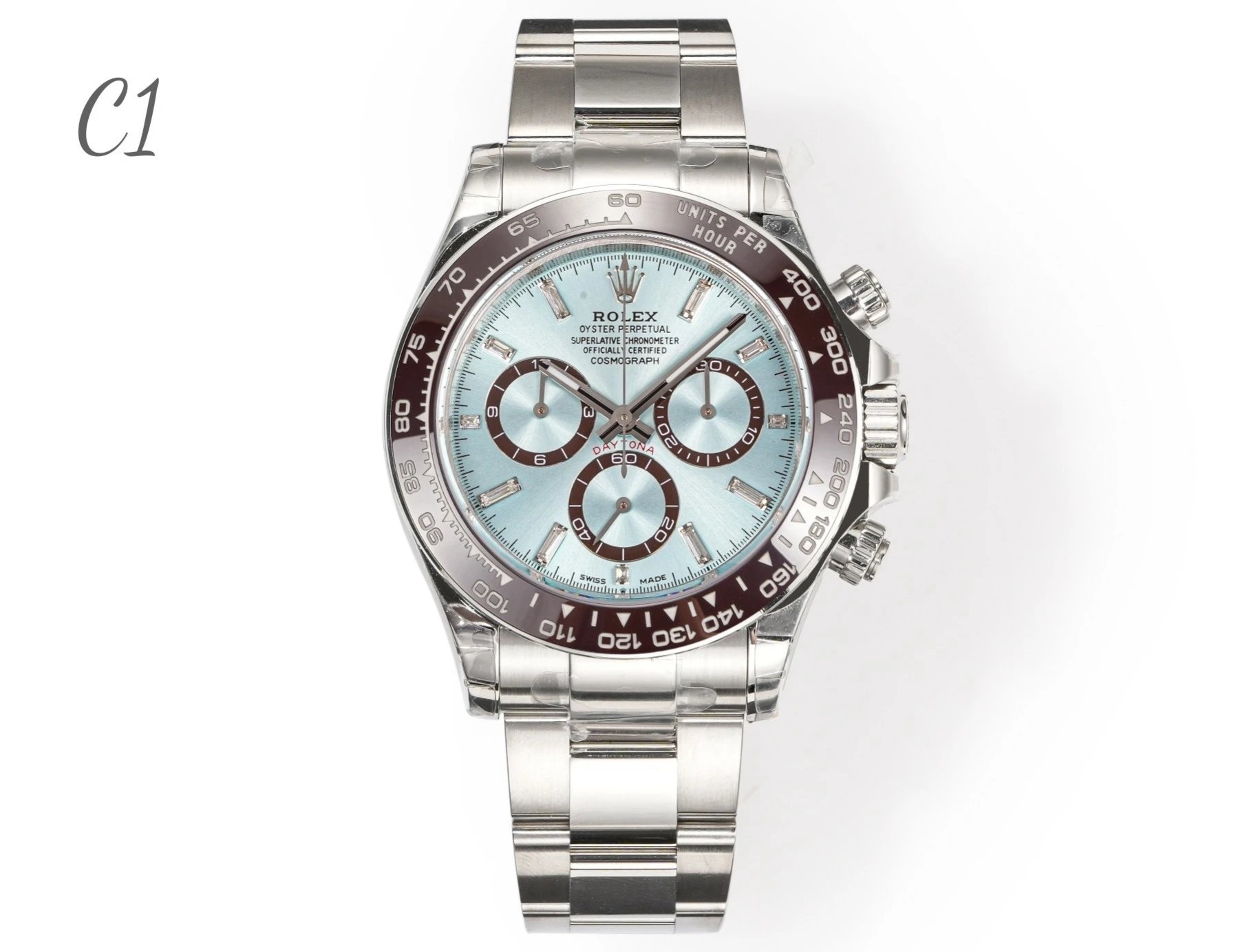 Cosmo inspired Daytona Ice Blue Plate Diamond Platinum Edition