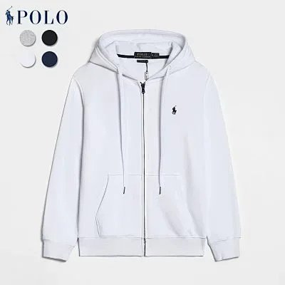 Ralph Lauren Zip Up Hoodie White