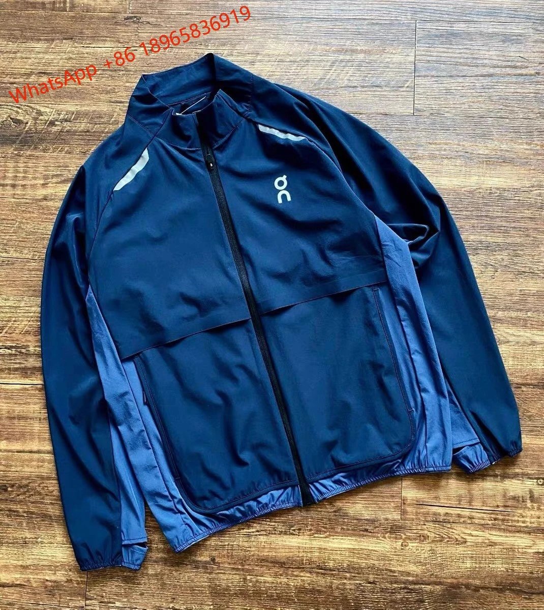 On Jackets Hooded Full-Zip Running Jacket — Blue-Jacket
