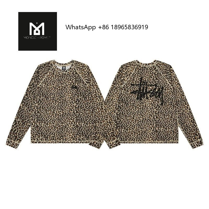 Stüssy Jackets Logo Jacket — Waffle-check leopard print color