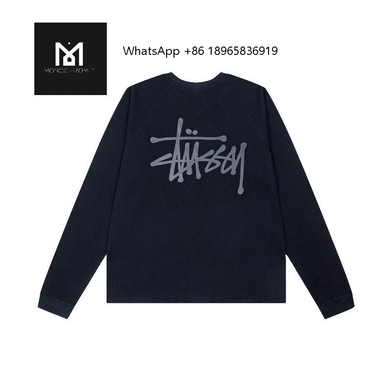 Stüssy Jackets Logo Jacket — Waffle-patterned navy blue