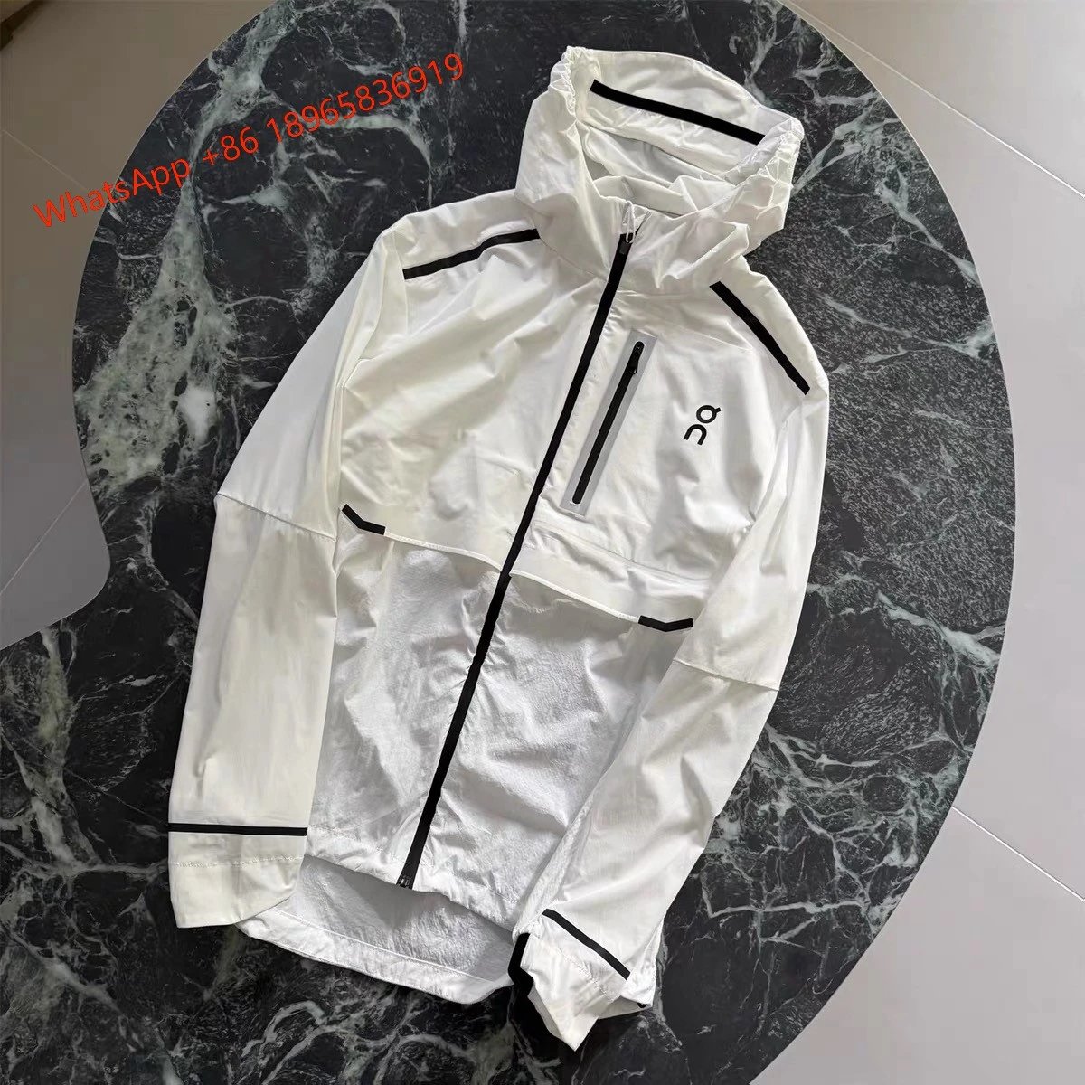 On Jackets Hooded Full-Zip Running Jacket — White-