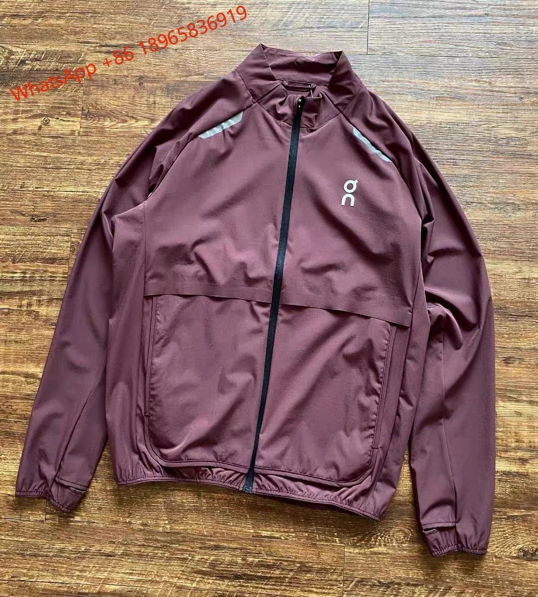 On Jackets Hooded Full-Zip Running Jacket — Burgundy-Jacket