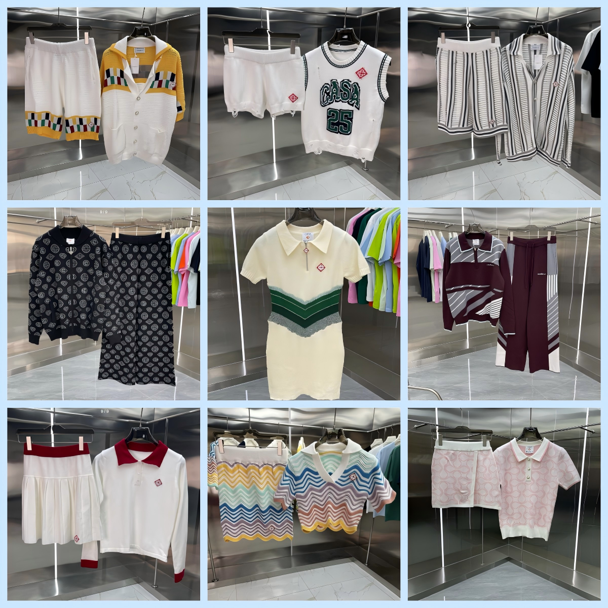 2casa knitted sweater short-sleeved jacquard cardigan couple style shorts suit