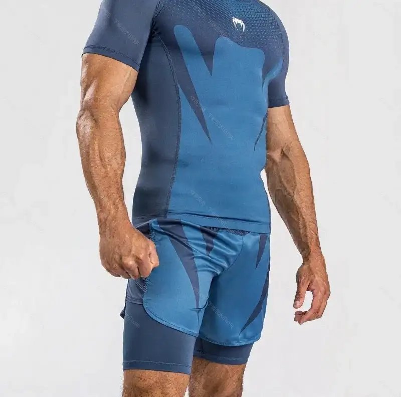 Venum T-Shirts Short-Sleeve UFC Fight Shirt — 19-Blue shorts