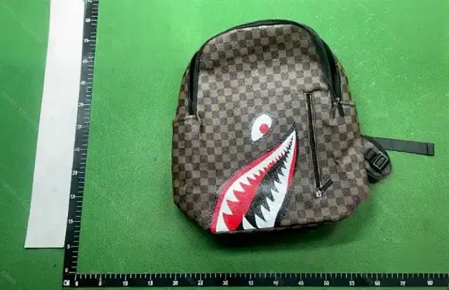 Unbranded Backpacks Shark-mouth graphic checkerboard backpack product detail image 5