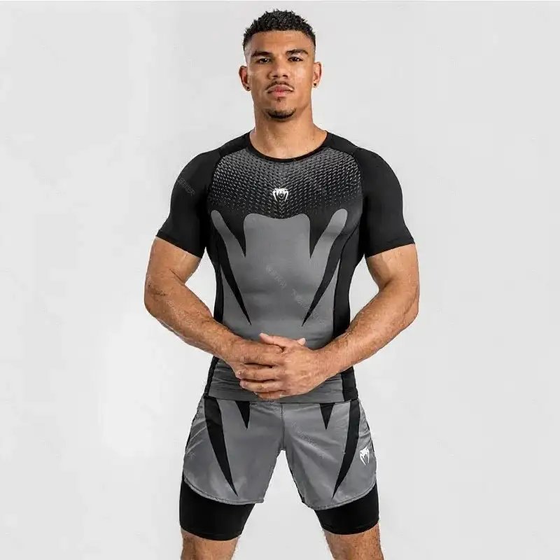 Venum T-Shirts Short-Sleeve UFC Fight Shirt — 12-Gray short-sleeved shirt
