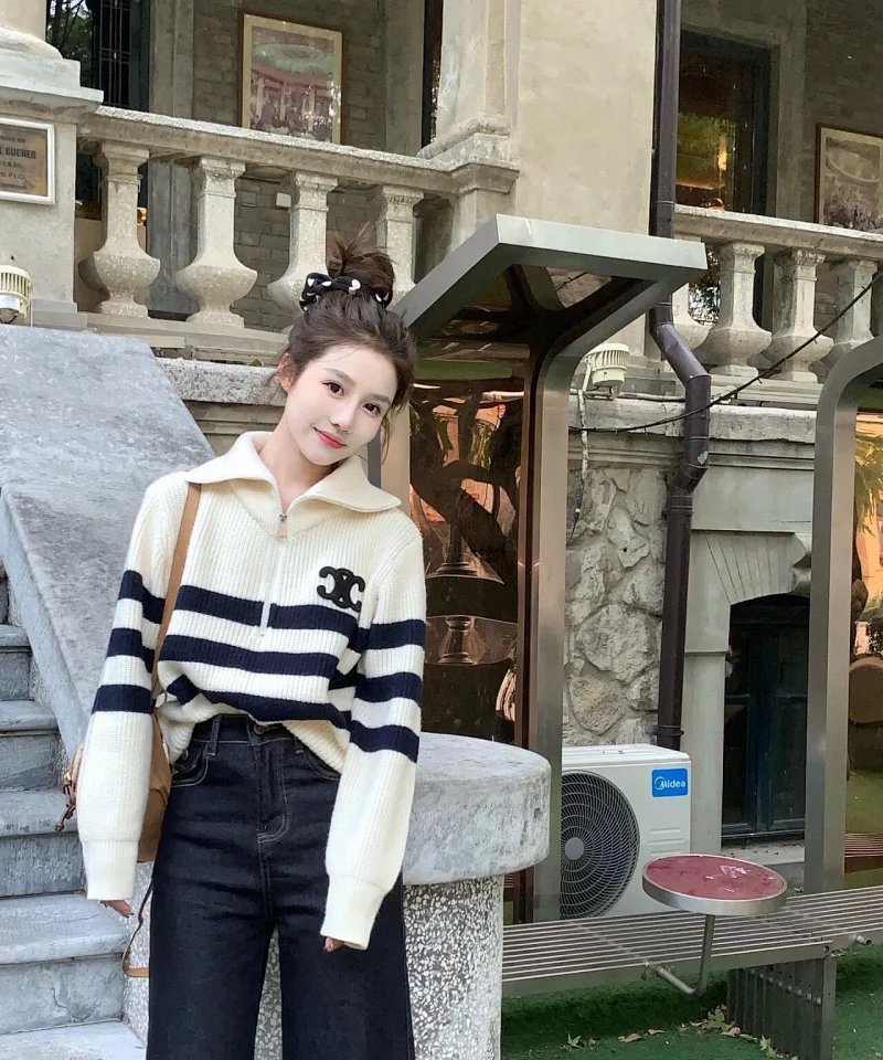 Celine Knitwear Cable-Knit Zip-Up Cardigan with Triomphe Motif image 7