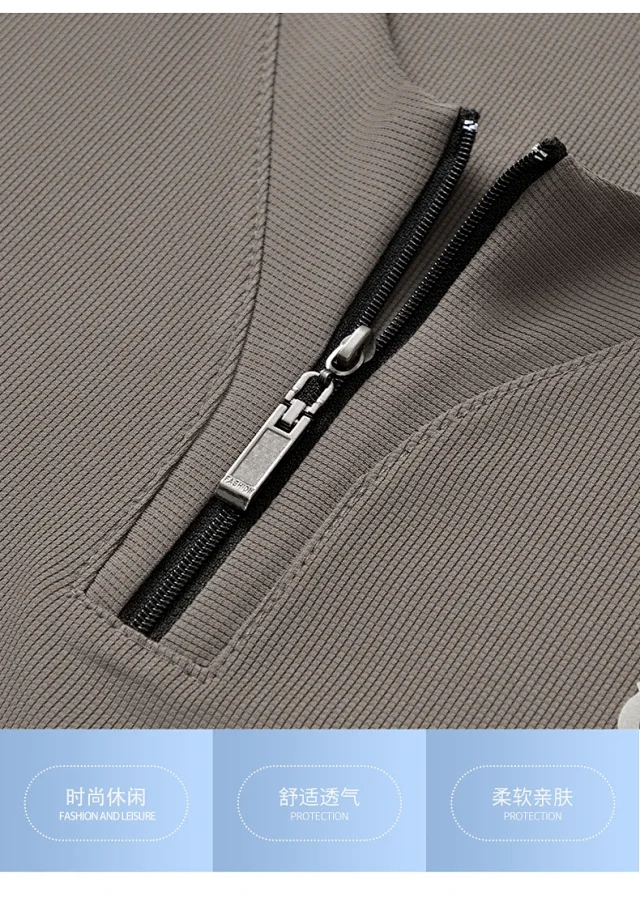 Unbranded T-Shirts Short-Sleeve Half-Zip Stand-Collar T-Shirt product detail image 6