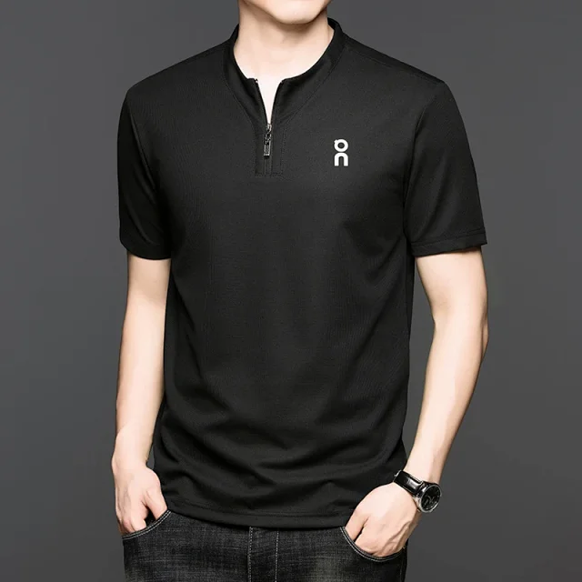Unbranded T-Shirts Short-Sleeve Half-Zip Stand-Collar T-Shirt product detail image 9
