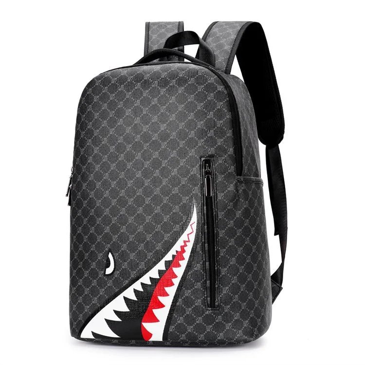 Unbranded Backpacks Shark-mouth graphic checkerboard backpack — 12-New Flower Black Eye