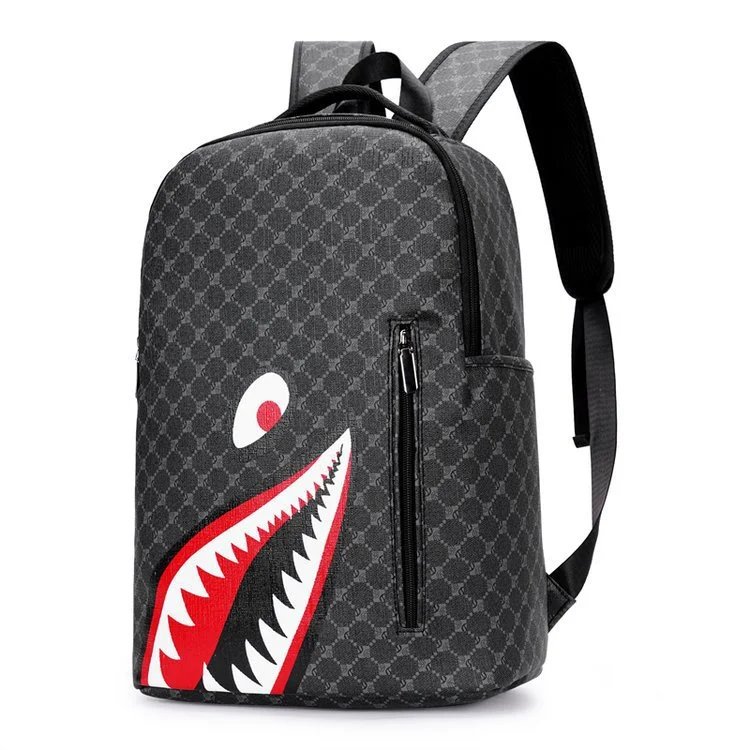 Unbranded Backpacks Shark-mouth graphic checkerboard backpack — 11-New Flower Red Eye