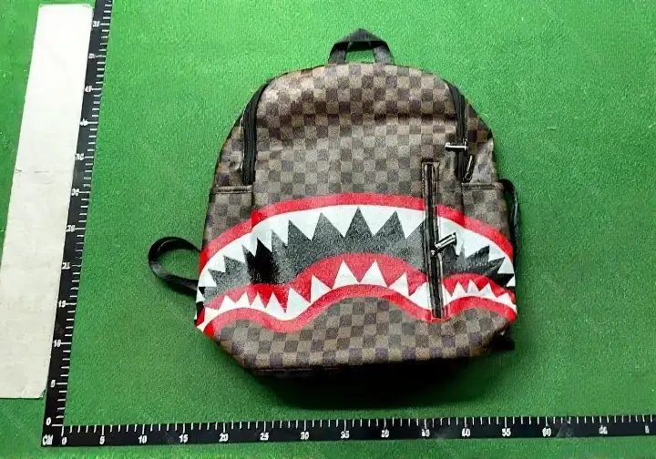 Unbranded Backpacks Shark-mouth graphic checkerboard backpack image 2