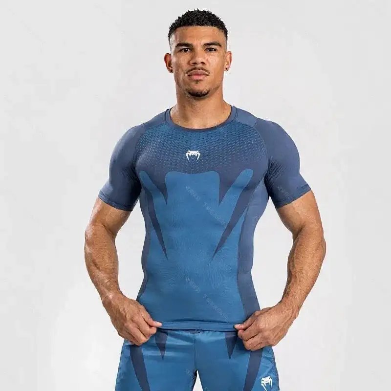 Venum T-Shirts Short-Sleeve UFC Fight Shirt — 21-Blue Short Sleeve (upgraded fabric)
