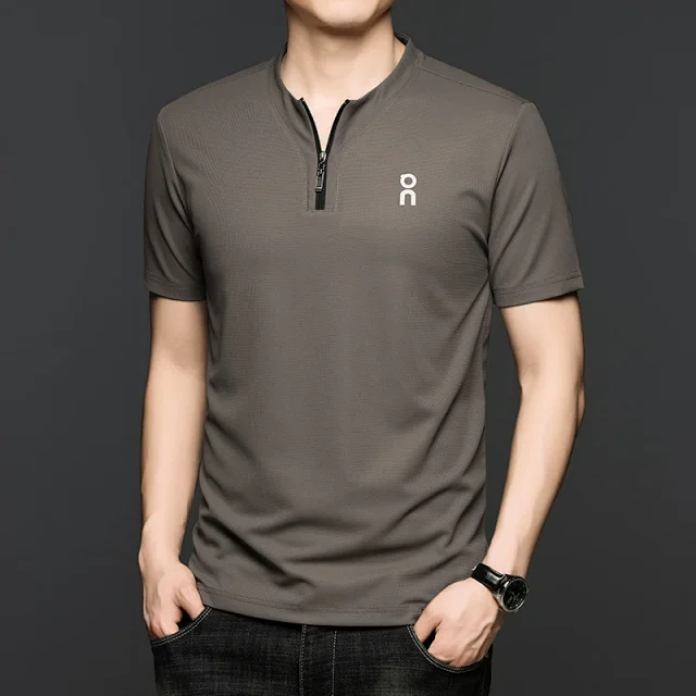Unbranded T-Shirts Short-Sleeve Half-Zip Stand-Collar T-Shirt product detail image 14